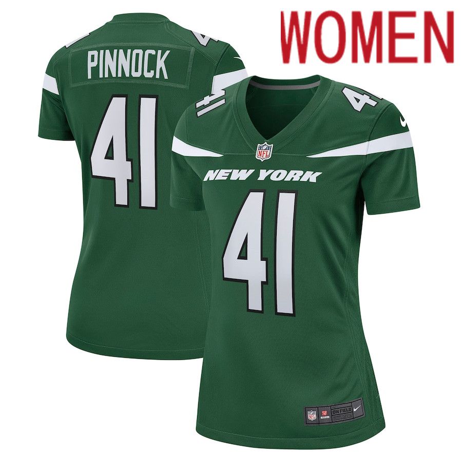 Women New York Jets #41 Jason Pinnock Nike Gotham Green Game NFL Jersey